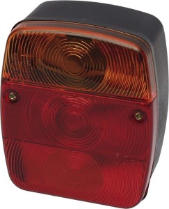 Lampa tylna zespolona, kwadratowa, 12/24V pomarańczowa/czerwona, przykręcana Waś