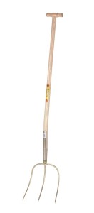 Widły z trzonkiem z drewna jesionowego lakierowanego, kształt "T", 110 cm, 3 zęby, 28x25 cm, Kerbl