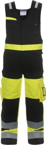 Ogrodniczki, roz. 4XL EU: 64 Hi-Vis, żółty/czarny, Trendy High Visible Stretch-Line Hydrowear