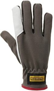Rękawice robocze roz. 8/M odporne na przecięcie, szaro/białe, skóra kozia/Spandex/poliester Protect Kramp