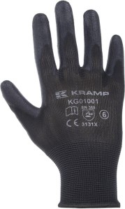 Rękawice robocze roz. 9/L czarne, op. 120 par nylon/polyester L=25 cm Protect Kramp
