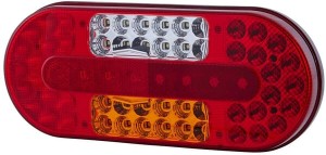 Lampa tylna LED, lewa, prostokątna, 10/30V czerwona/bursztynowa/przezroczysta, przykręcana Hella ValueFit