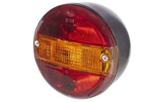 Lampa tylna zespolona, okrągła 12/24V pomarańczowa/czerwona przykręcana ? 140 mm Hella