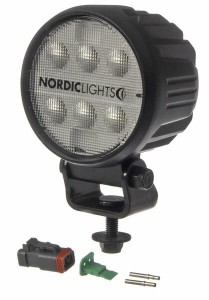 Lampa robocza LED, okrągła, 16W 1600lm 12/24V biała, przykręcana, 93x93x116.5 mm z wtyczką Deutsch 2-pin, światło rozproszone, 6 LED, Canis GO 410, Nordic Lights
