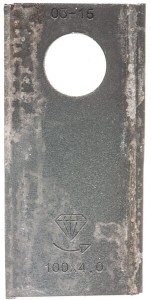 Nożyk kosiarki rotacyjnej lewy 100x48x4 mm otwór Ø 21 mm okrągły pasuje do Pöttinger 25 szt.