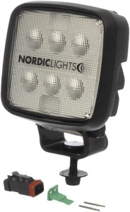 Lampa robocza LED, kwadratowa, 28W 2800lm 12/24V biała przykręcana z wtyczką Deutsch 2-pin, światło rozproszone, 6 LED Scorpius GO 420 Nordic Lights