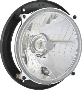 Reflektor przedni halogenowy, okrągły 12/24V H4, R2, W5W ? 139/131x75 mm Kramp