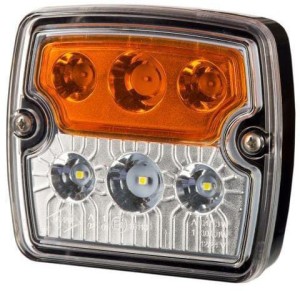 Lampa do jazdy dziennej LED, pozycja + kierunkowskaz kwadratowa 12/24V