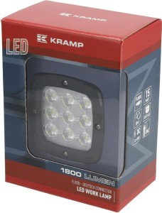 Lampa robocza LED, kwadratowa 13.5W 1800lm 12/24V z wtyczką Deutsch, światło rozproszone 9 LED Kramp