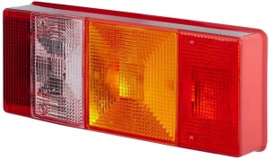 Klosz lampy, czerwony/przezroczysty/pomarańczowy tylny prawy Hella