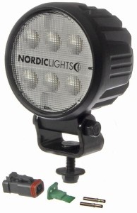 Lampa robocza LED, okrągła, 28W 2800lm 12/24V biała, przykręcana, 93x93x122 mm z wtyczką Deutsch 2-pin, światło rozproszone, 6 LED, Canis GO 420, Nordic Lights