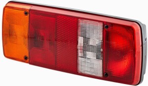 Lampa tylna zespolona, prostokątna lewa 12/24V czerwona/brązowa/żółta przykręcana 343x75x133 mm Hella