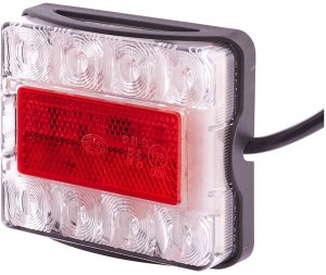 Lampa tylna zespolona LED, prostokątna 21W 12/24V przezroczysta/czerwona przykręcana 8 szt. LED Hella