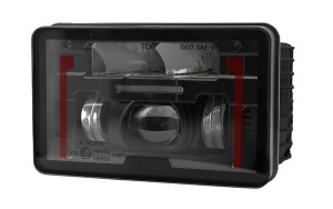 Reflektor przedni LED, 23/45W, prostokątny, 12-24V, 168x107x82 mm światła drogowe/światła mijania, klosz podgrzewany, Kramp