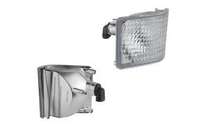 Reflektor roboczy halogenowy, narożny, lewy, 12V 50W kwadratowy, biały 98x110x111 mm wtyczka PGJ13, Wesem