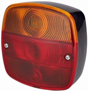 Lampa tylna zespolona, kwadratowa 12/24V czerwona/pomarańczowa przykręcana 120x52x120 mm Hella
