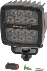 Lampa robocza LED, kwadratowa, 50W 7000lm 12/24V biała przykręcana z wtyczką Deutsch 2-pin, światło rozproszone symetryczne, 14 LED Scorpius PRO 445 Nordic Lights