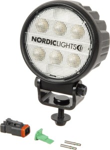 Lampa robocza LED, okrągła, 28W 2800lm 12/24V biała, przykręcana, 93x93x122 mm z wtyczką Deutsch 2-pin, światło rozproszone, 6 LED, Canis GO 420, Nordic Lights