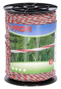Plecionka ogrodzeniowa PROFI, 400 m x 2 mm, biało-czerwona, Kerbl