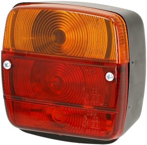 Lampa tylna zespolona, lewa, kwadratowa 12/24V, czerwona/pomarańczowa, przykręcana