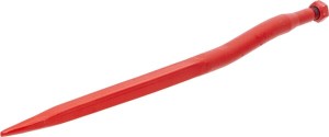 Ząb ładowacza, wygięty: 38 mm profil kwadratowy 40x840 mm końcówka szpiczasta z nakrętką M27x1.5 czerwony