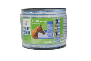 Taśma ogrodzeniowa TITAN 40mm x 200m, biało - niebieska , Kerbl