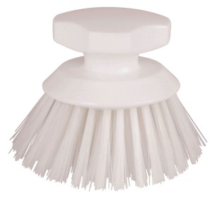 Szczotka okrągła z rączką, śr. 12 cm, biały, poliester, Kerbl
