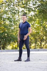 Bryczesy Techno II, męskie, pełny lej, ciemnoniebieski, roz. 46, Covalliero
