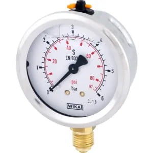 Manometr glicerynowy, Ø 63 mm 6 bar, przyłącze dolne 1/4"
