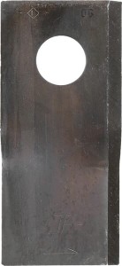 Nożyk kosiarki rotacyjnej lewy 106x49x4 mm otwór Ø 19 mm okrągły pasuje do Kongskilde JF/Stoll