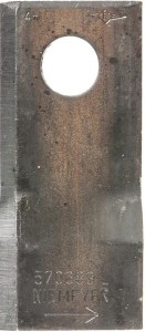 Nożyk kosiarki rotacyjnej lewy 107x48x4 mm otwór Ø 19 mm okrągły pasuje do Niemeyer