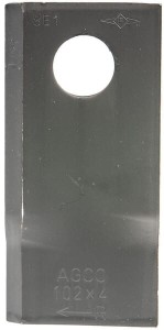 Nożyk kosiarki rotacyjnej prawy 102x48x4 mm otwór Ø 19 mm okrągły pasuje do Fella