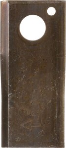 Nożyk kosiarki rotacyjnej prawy 107x48x4 mm otwór Ø 18.50 mm okrągły pasuje do Kuhn